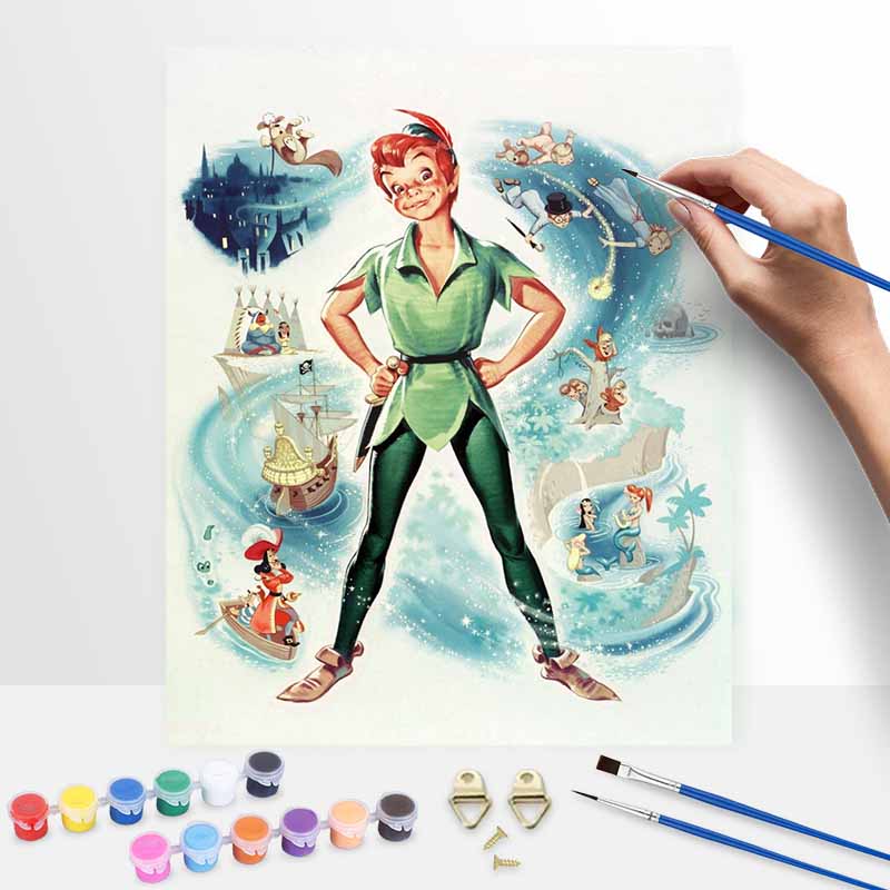 Disney Peter Pan DIY Oil Painting Art Painting Kit Home Wall Decor Handmade Gift  Classic Fairytale Adventure Poster Wall Art decor