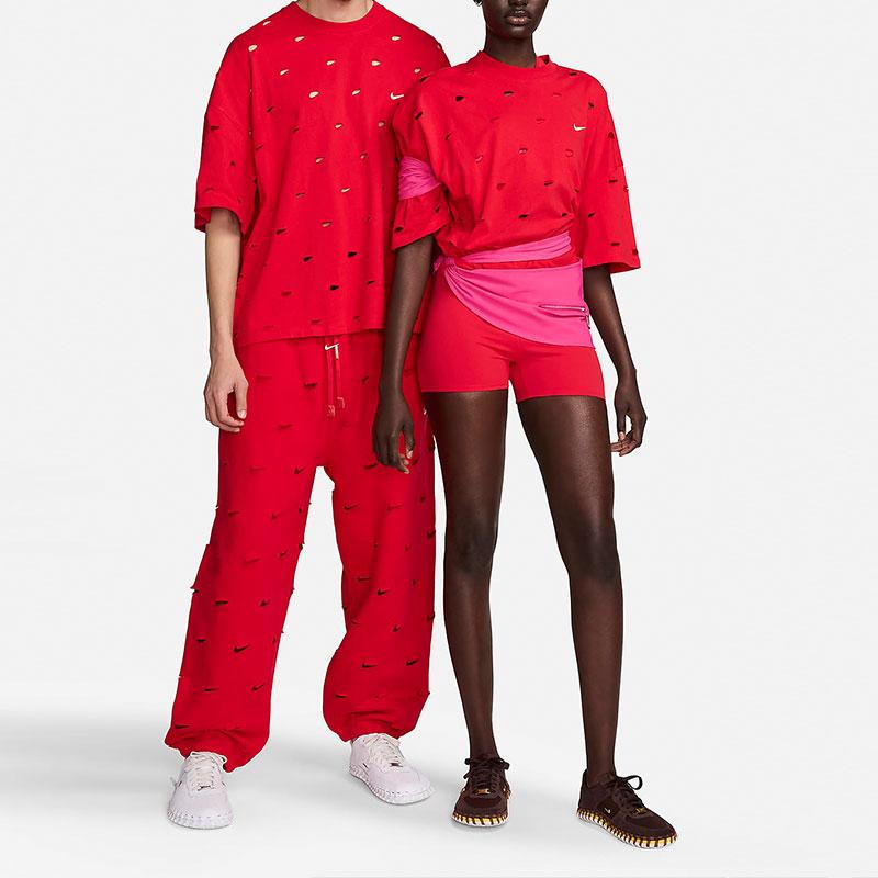 Nike Camiseta Holgada Casual de Cuello Redondo y Manga Corta Deportiva X Jacquemus, Tops Unisex Rojo Universitario FJ3478-657