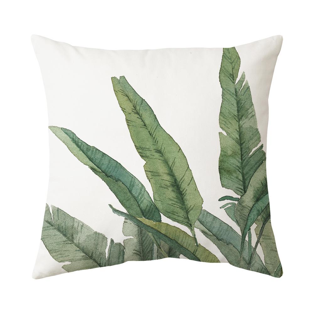 New Tropical Plant Cushion Peach Skin Pillow Nordic Fresh Living Room Sofa Pillow Cover