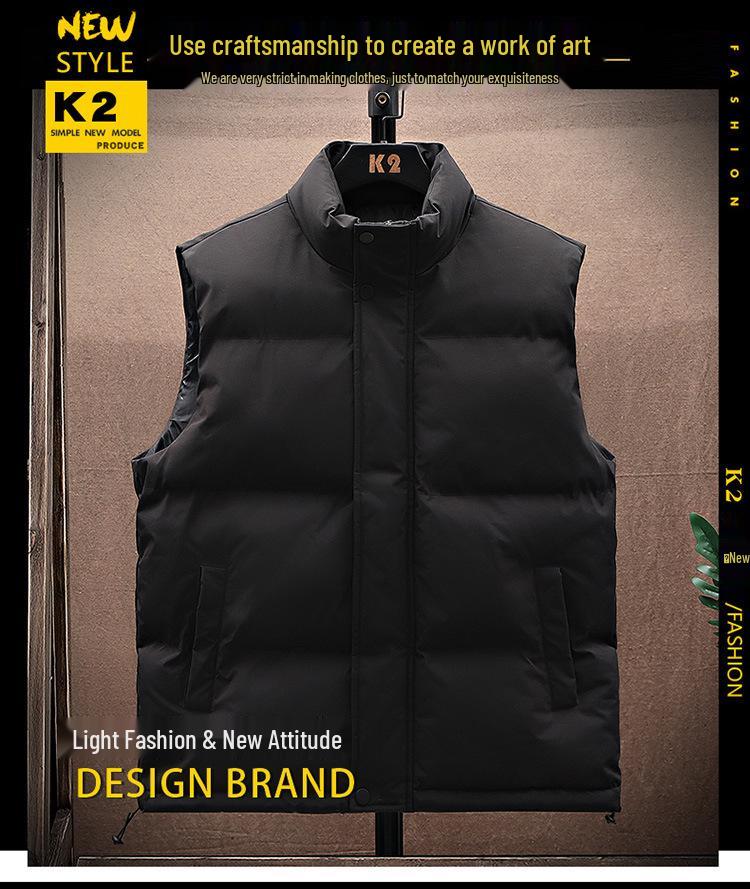 Men's Thickened Down Cotton Vest, Plus Size, Warm Gilet Jacket for Autumn/Winter 2025.