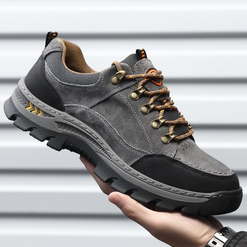 Genuine leather men's shoes 2025 spring new leather shoes outdoor hiking hiking shoes non-slip casual comfortable sports shoes men