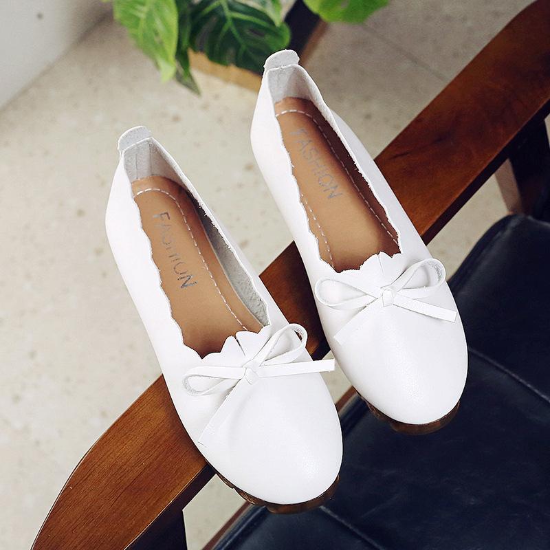 

beef tendon sole shallow mouth single shoes women s 2025 summer new bow flat bottom non-slip comfortable casual soft sole Doudou shoes 40
