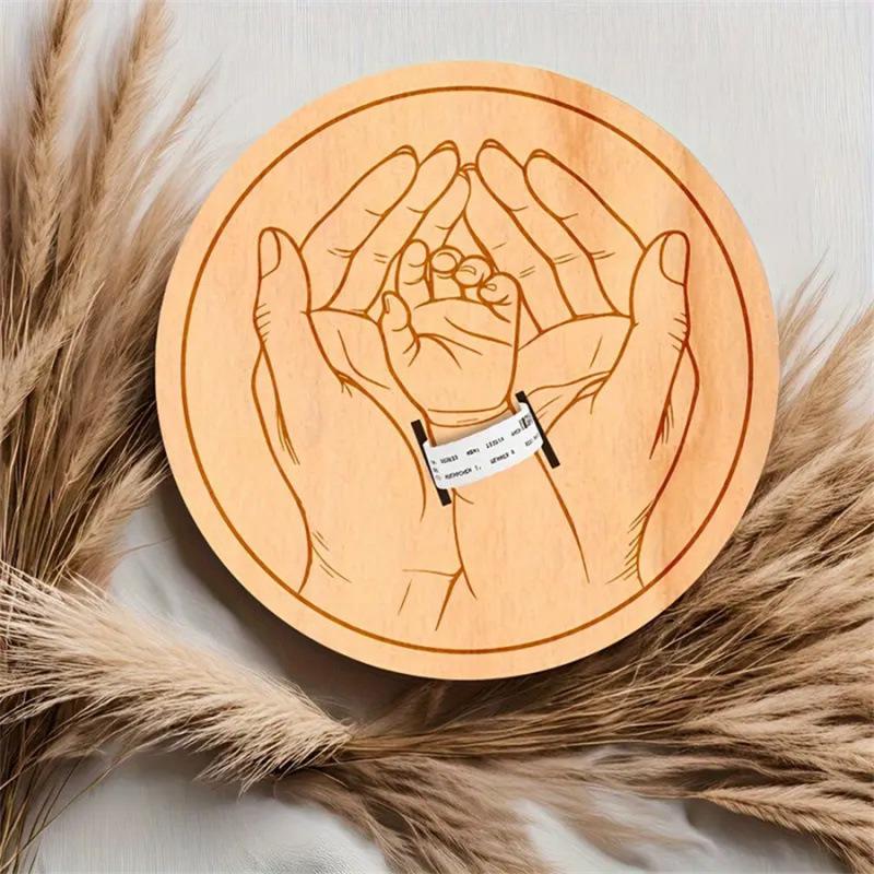 Wooden Baby Birth Wristband Memorial Plaque - Newborn Bracelet Ornament