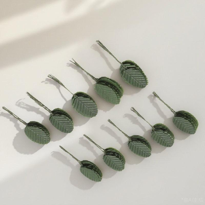 200Pcs Artificial Plant Leaves Lifelike Fake Leaves Indoor Decoration Flower Arrangement Accessories Dark Green
