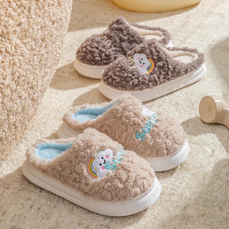 Rainbow cloud cotton mop autumn and winter leisure indoor home velvet EVA sole thick sole warm cotton slippers