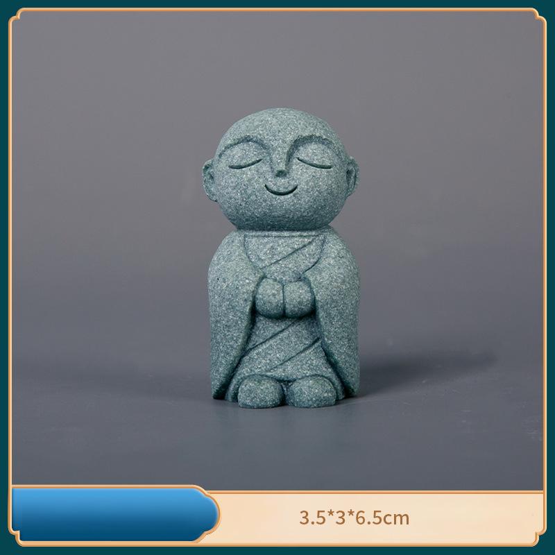 Cute Maitreya Blue Sandstone Ornaments Buddha Statues Garden Mini Ornament Japanese Home Decoration Crafts Figurines & Miniature
