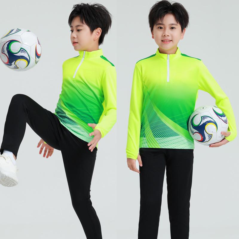 Unisex Autumn Winter Long Sleeve Football Training Suit with Half Zip for Children and Adults