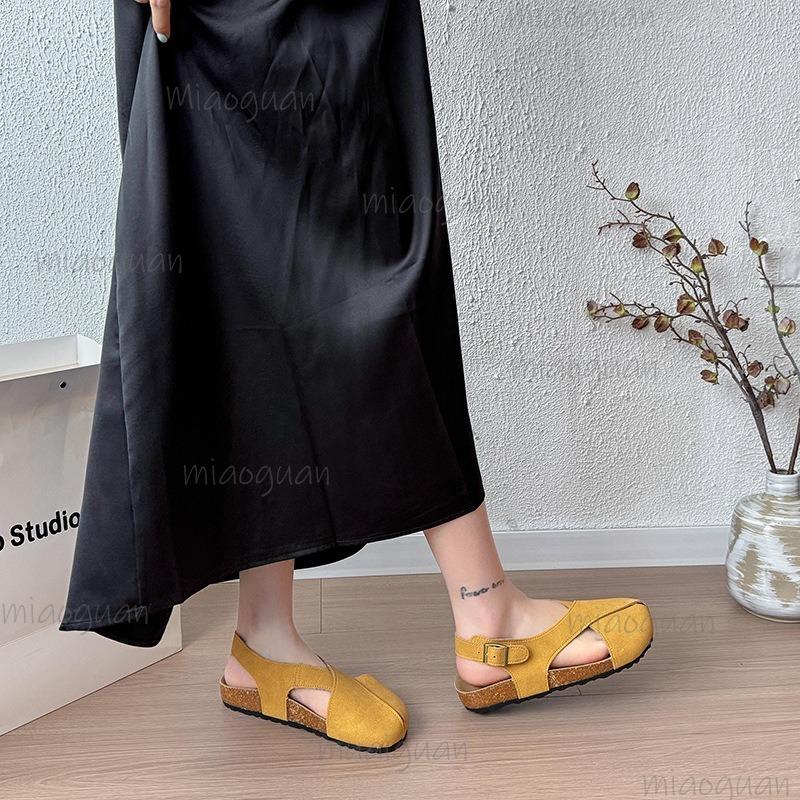 Fashion Women's Sandals Flat Low Heel Casual Loafers Slip-on Summer Spring Comfortable Footwear Cross Cover Toe Sandalias De Mujer