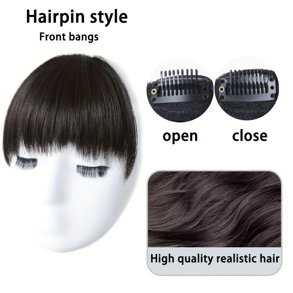 MERISIHAIR Synthetic Black Curved Bangs Clip In Hair Extensions 6 Inch Black Hairpiece Hair Clip Natural Looking For Women Everyday Hairstyle