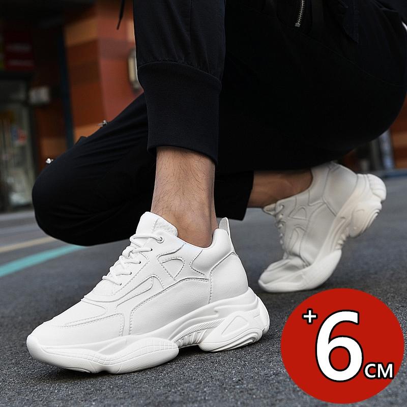 Herren Unsichtbare Höhenerhöhende Sneaker Rindsleder Dicke Sohle Bequem 8CM Absatzschuhe Lift Sport Mann Papa Schuhe
