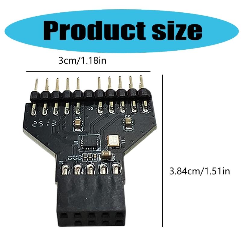 Stable Performance Motherboard USB 9Pin Interface Header Splitter for Computer RGB Light 1 To 2 USB Hub