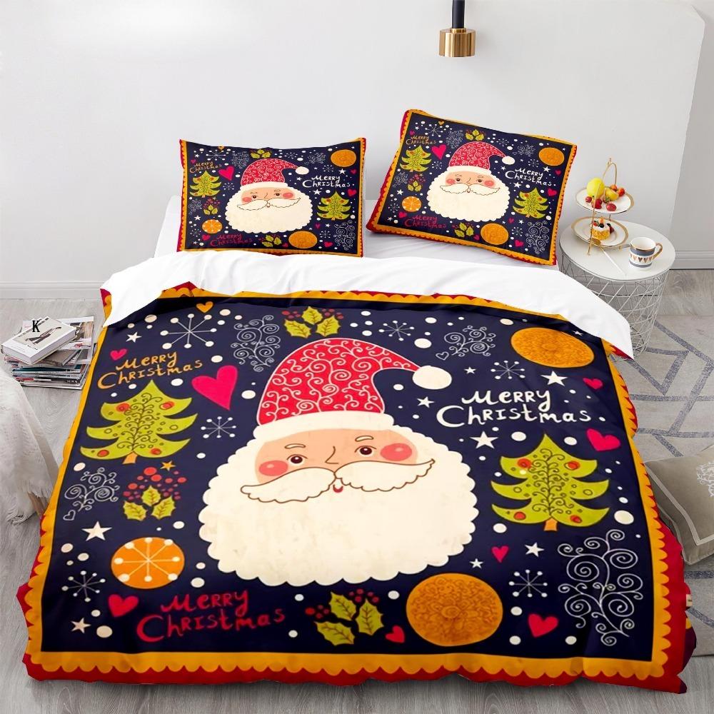 Christmas themed Santa Claus 2/3 piece bedroom set,Children'sGift Teenagers adulte Microfibre double bed Duvet Cover