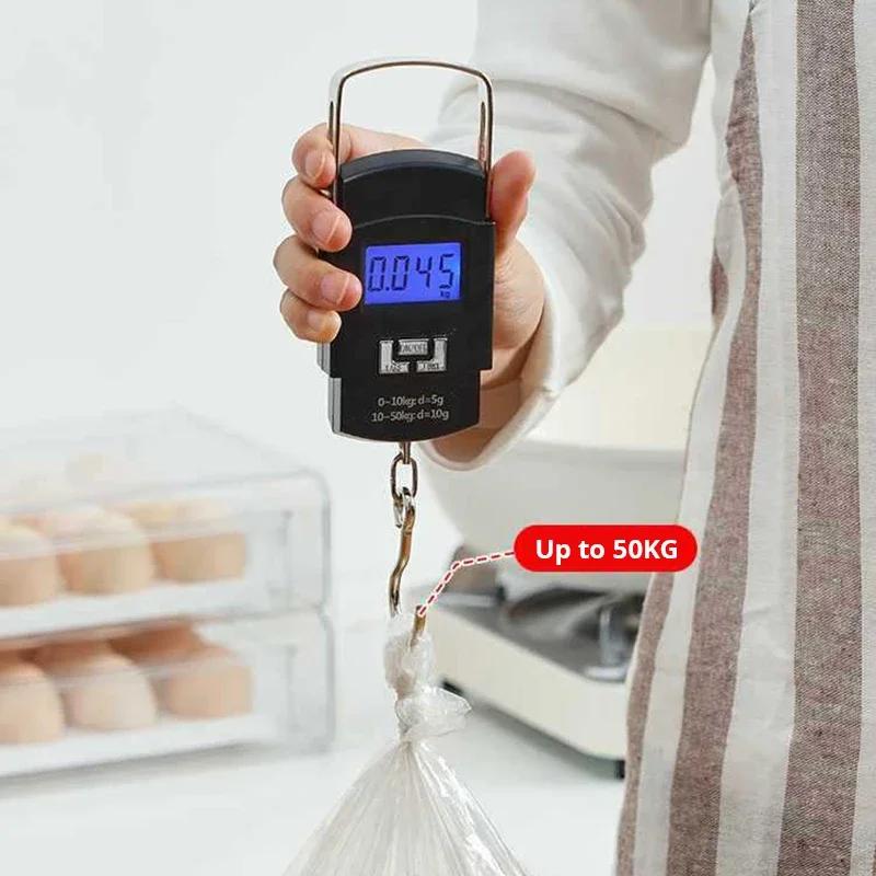 1pc Black 50kg Portable Electronic Portable Luggage Scale LCD Digital Display Screen Express Delivery Scale Hook Mini Scale