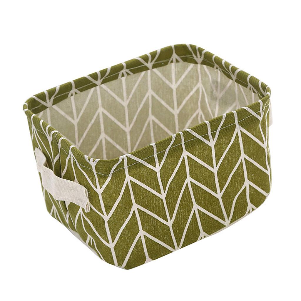 Small Storage Basket Cotton Linen Mini Storage Bin Organizer with Handle for Shelves and Desks