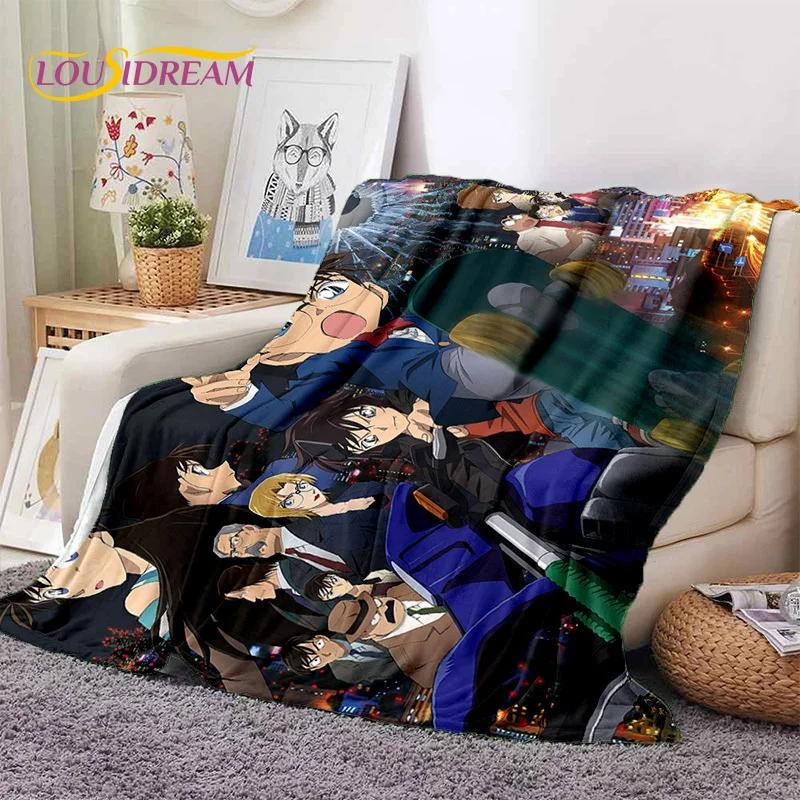 Anime Detektiv Conan Cartoon Weiche Flanelldecke für Betten Schlafzimmer Sofa Picknick, Überwurfdecke zum Zudecken Outdoor Freizeit Nickerchen Geschenk