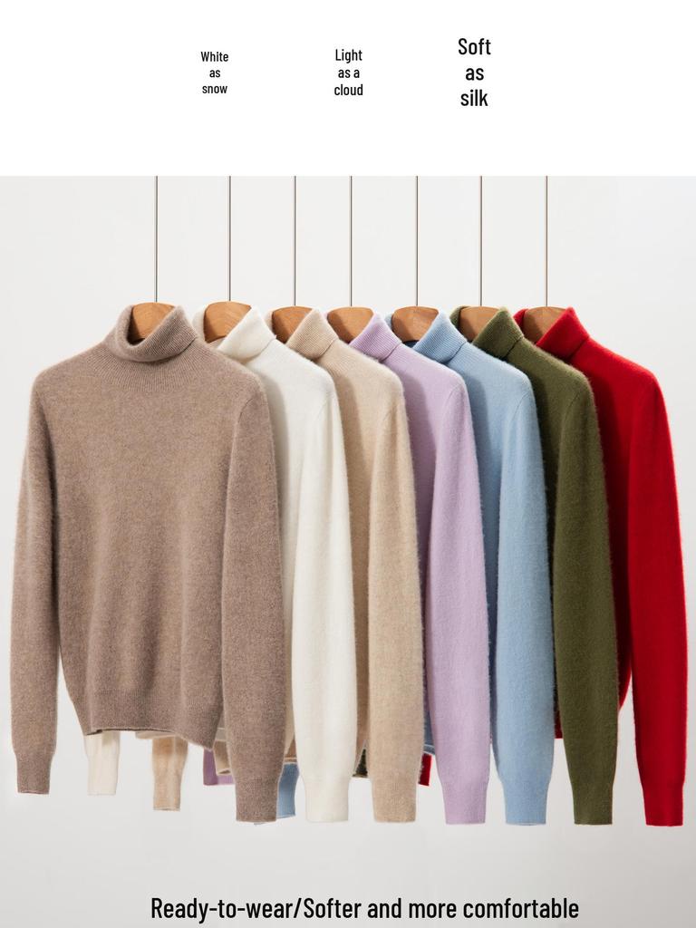 Women's High Neck 100% Pure Cashmere Sweater - Autumn/Winter Loose Pullover Knitwear
