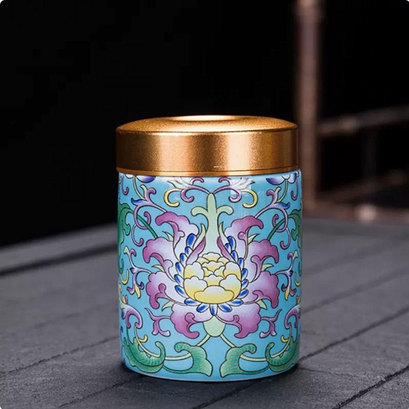 Exquisite Pastel Ceramic Tea Caddy Portable Travel Sealed Tea Boxes Tea Jar Storage Tank Coffee Canister Spice Candy Containers