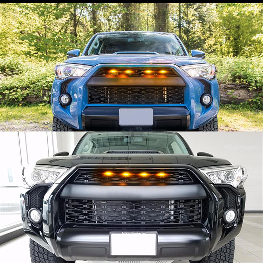 Front Grille Amber LED Lights + LED License Plate Light  Kit Fit For Toyota 4Runner 2014-2019