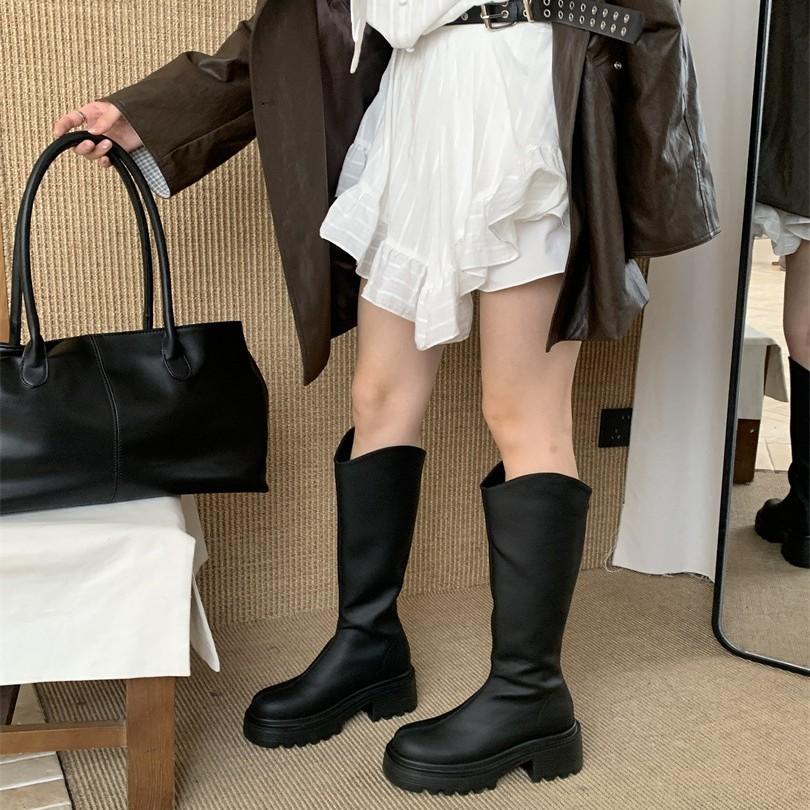 Korean Version of Platform-soled Knight Boots, New Long Boots for Women In Autumn and Winter 2025, Small Men But Knee-high Boots for Women