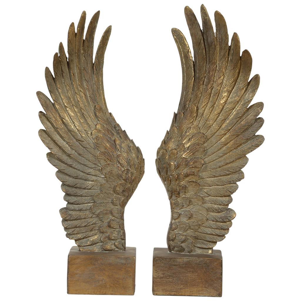 2 angel wings on a resin base decorative figurine