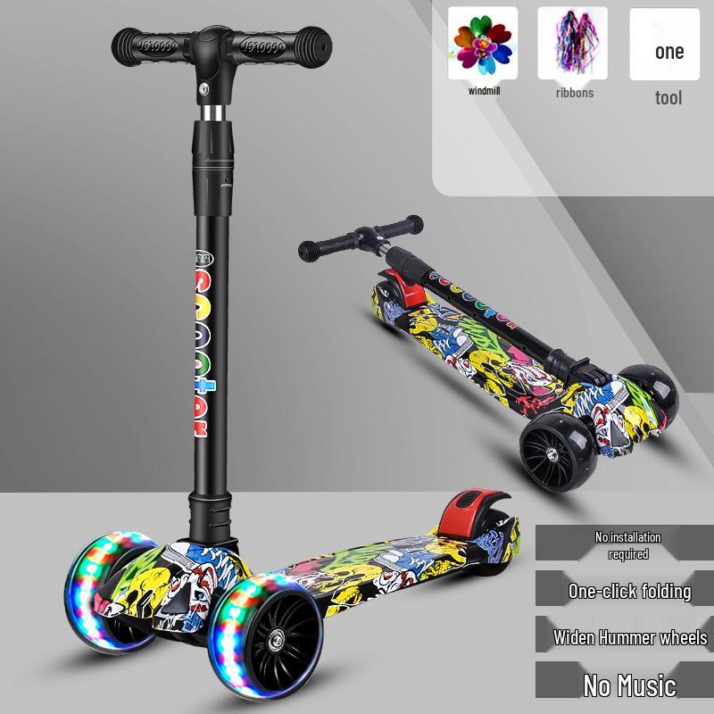 Hulajnoga składana 3 w 1 Little Wen Tong ze światłami dla dzieci w wieku 2-12 lat