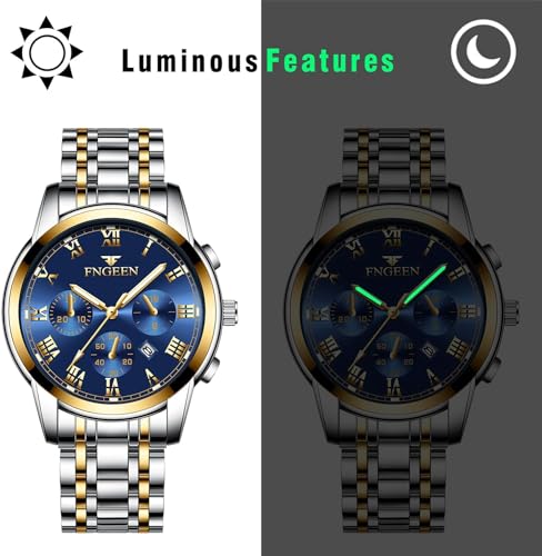 Couple's Stainless Steel Watches with 3ATM Water Resistance: Diamonds, Luminous Display, Analog Display, Calendar, Stylish Quartz Watches for Men and