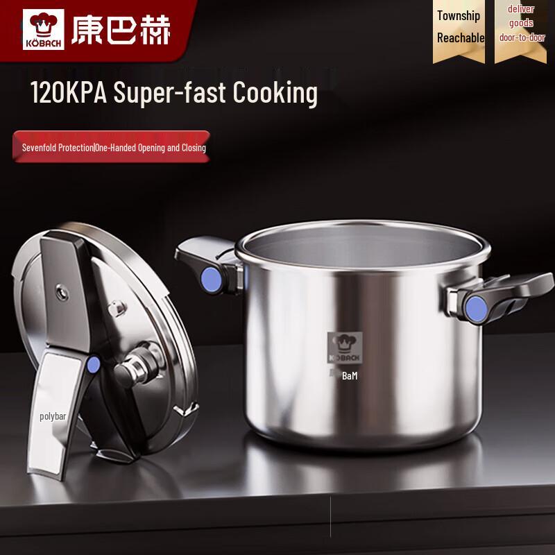 Konbach 304 Stainless Steel Pressure Cooker with Stand-Up Lid