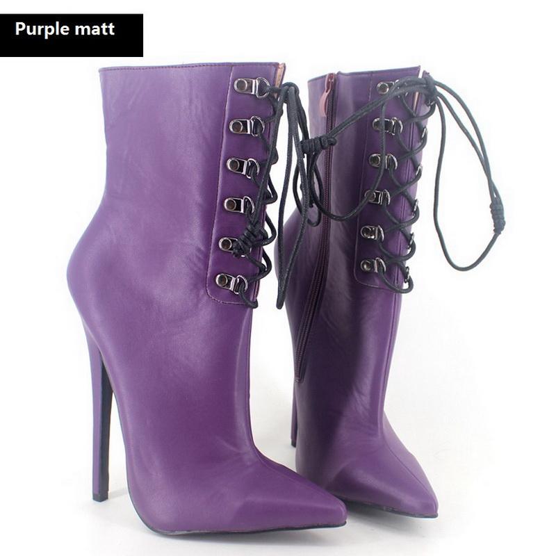 FHC Women's Stage Show Dance ShoesFetish Short Boots, Man Cross Dressing Cosplay Botas,Pointed toe,Side Zip,18cm ,Custom Colorsl