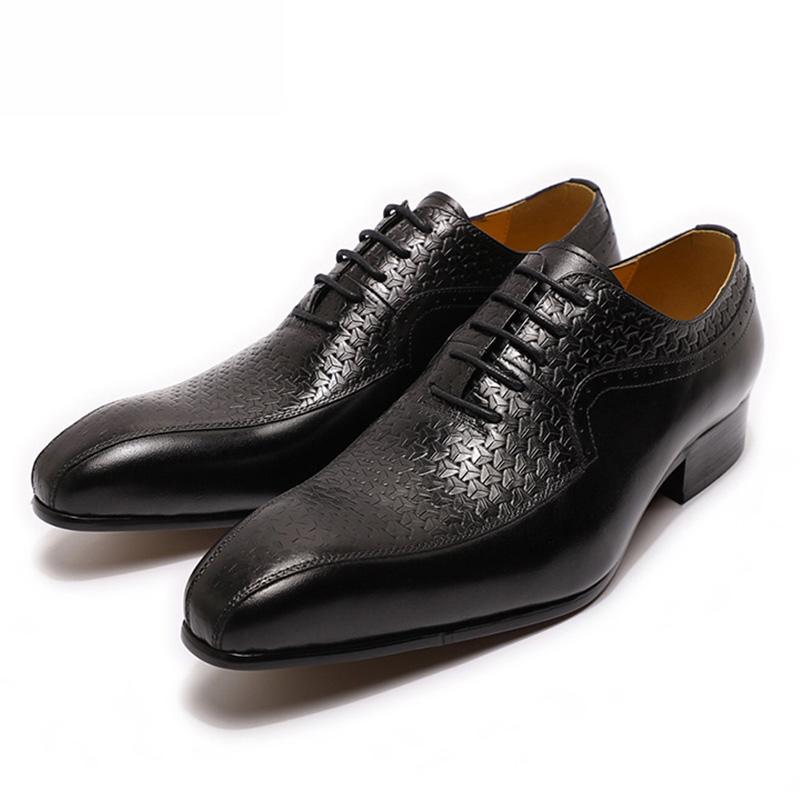 Fashion Trendy Men's Summer Shoes British Style Retro Business Dress Office Oxfords Exquisite Carved Leather Lace-Up Upper