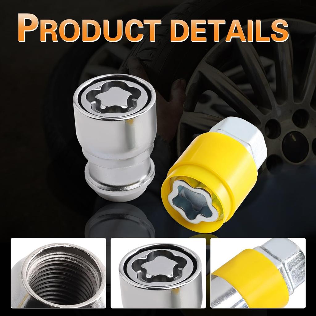 Wheel Lock Lug Nut kit 1/2-20 Thread Size Anti Theft, Compatible with F-150 B250 G1500 Mustang & Wrangler Comanche Liberty CJ5 CJ6 & Cherokee Century