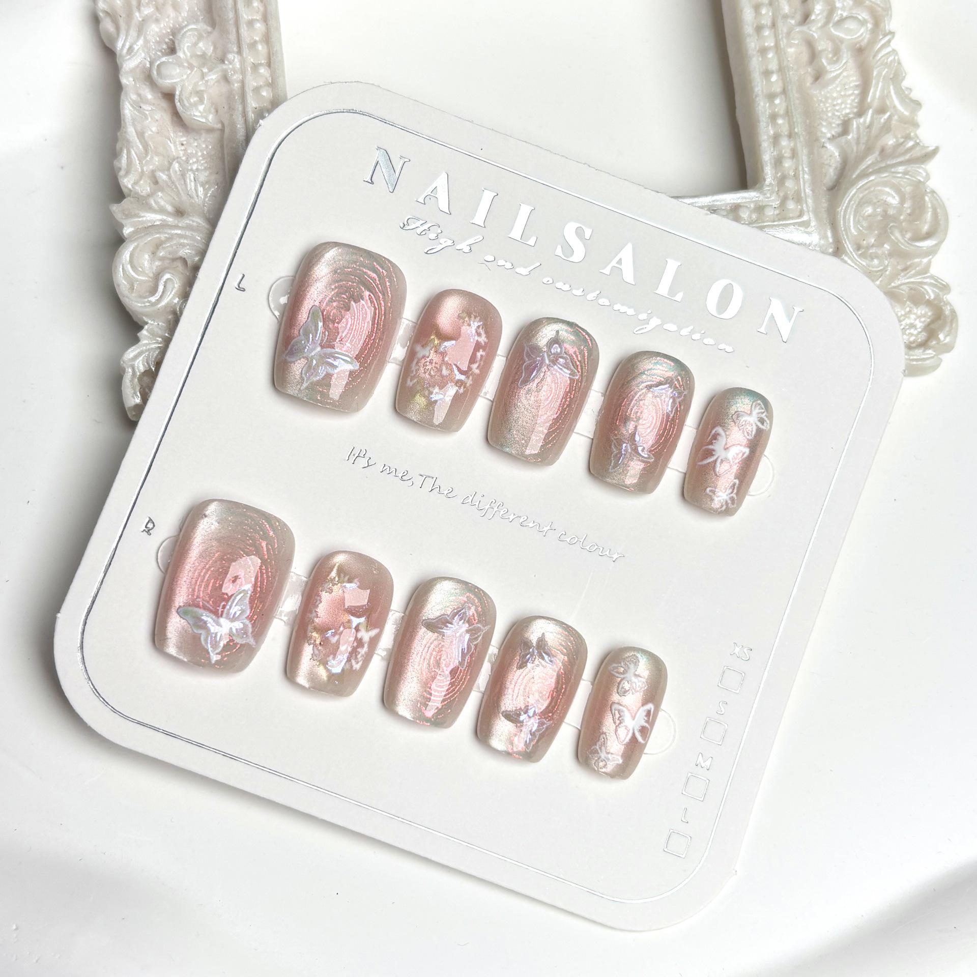 

Корейские милые девичьи накладные ногти с бабочками - Универсальные, высококачественные художественные наклейки