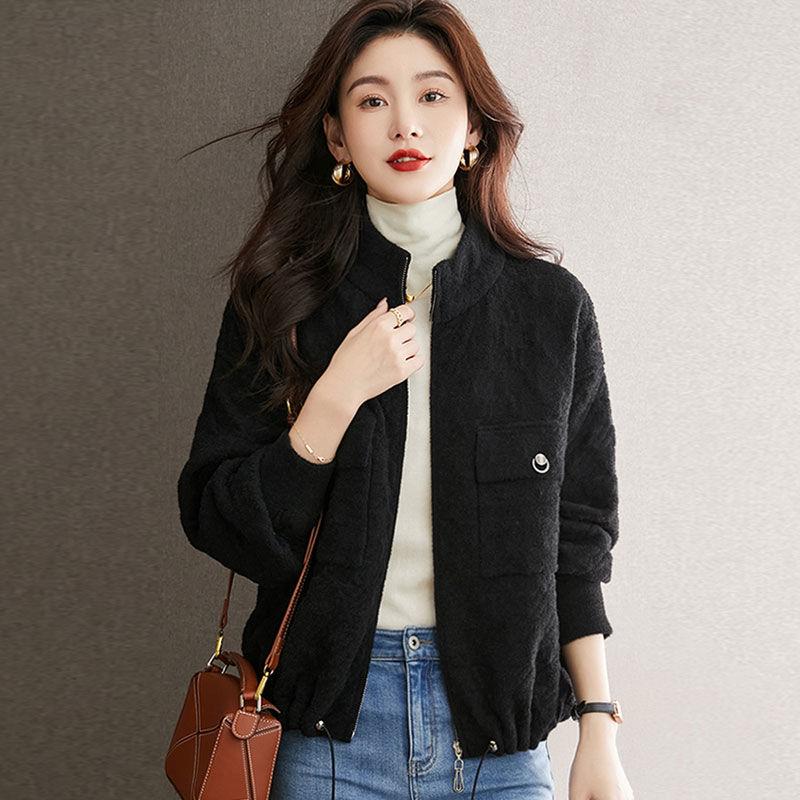 

Модная бейсбольная куртка женская весна осень с коротким рукавом шикарное пальто ранняя весна воротник-стойка верхняя одежда M