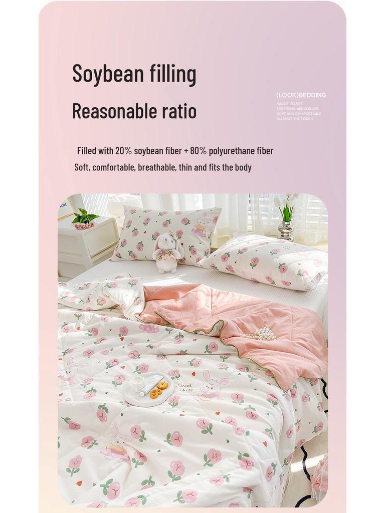 Letní prošívaná přikrývka z dvojité gázy - Bavlněná třída A, praná, pro koleje a klimatizované místnosti