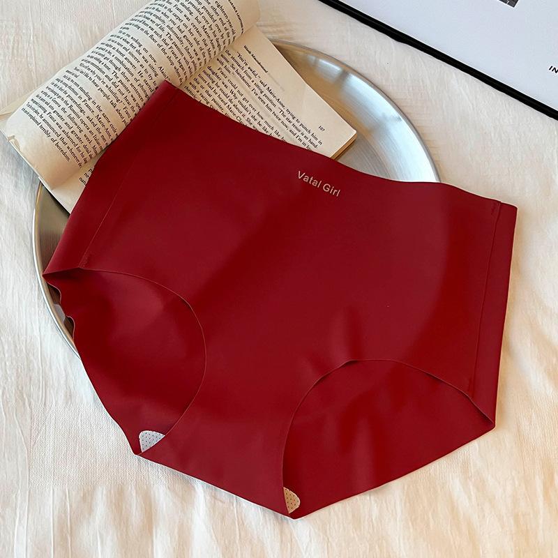

Female Summer New 7A Mulberry Silk Crotch Breathable No Trace Not Clip Hip Waist Triangle Briefs XXL червоний