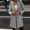 Women's  And Winter Long-Sleeved Suit Collar Double-Breasted Neko Jacket
