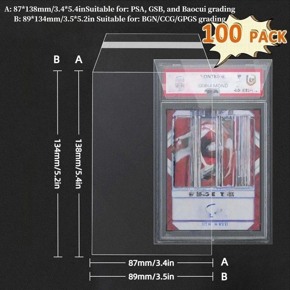 New 100 Sheets Transparent PSA BGS Slab Sleeve Strong Durable PSA BGS Card Brick Film Waterproof Score Card Protective Film