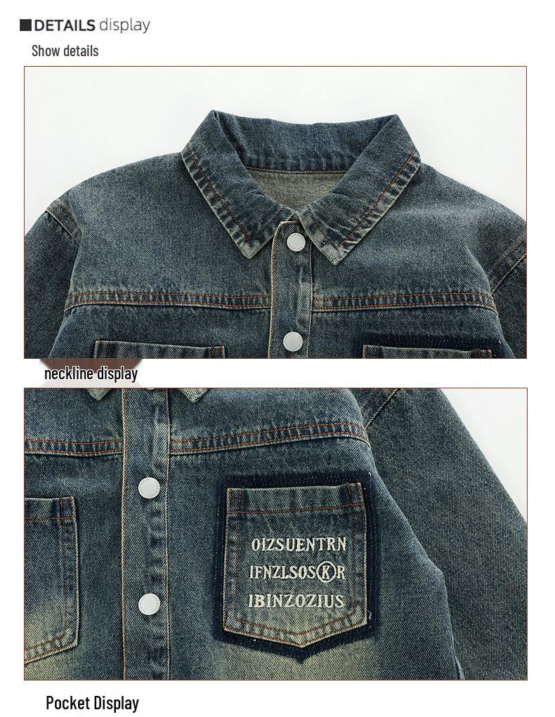 Boys' Denim Streetwear Set - 2025 Spring/Autumn Korean Style Three-Piece for Little Bad Boys