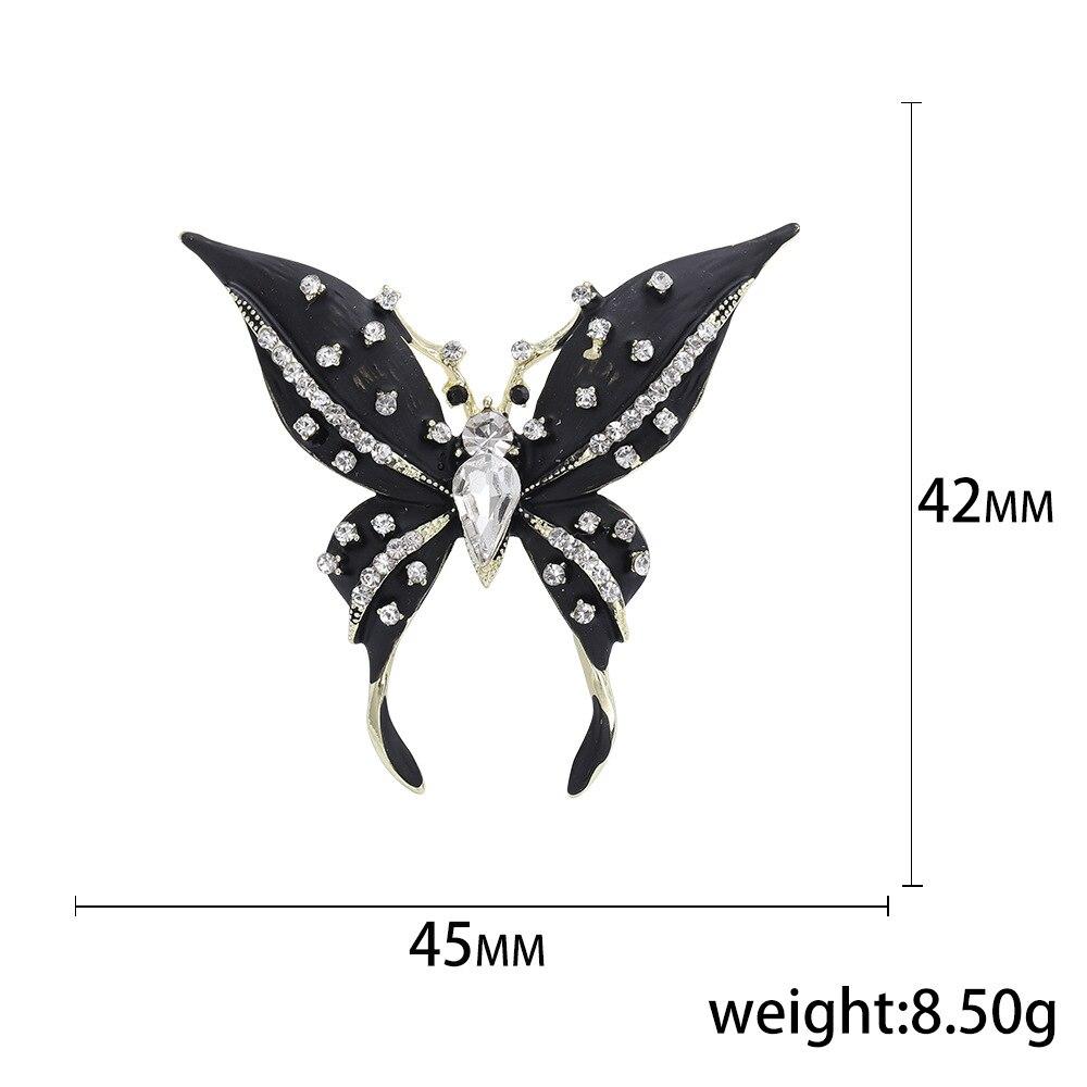 Blucome Charming Black Butterfly Brooches for Women Unisex Enamel Flying Insects Party Office Fashion Pin Gifts
