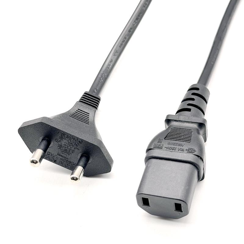 ISI Certified 16A Indian Three-Pin Power Cord with 90° L-Shaped C13 Tail, BIS Standard AC Plug.