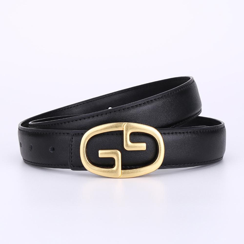 Double G Belt Leather Women'S Personality Belt Women'S Premium Alloy Business Belt