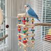 Colorful Wooden Parrot Chew Toys Hanging Bite Resistant Parrot Swing Toy with Bells Multi Layer Beads Bird Toys Cage Stand