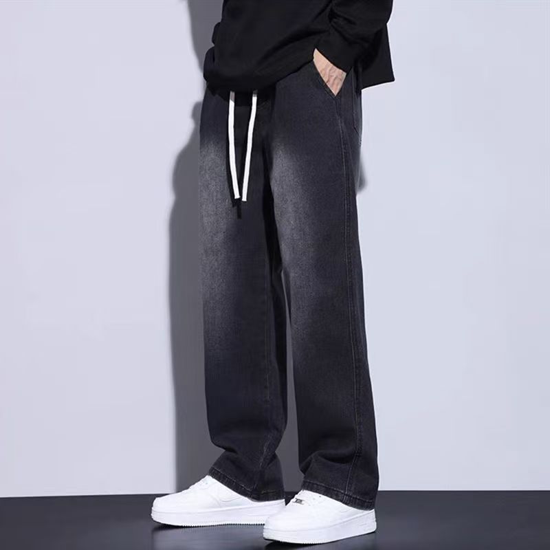 Men Black Jeans New Spring And Autumn Men Pants Wide-Leg Pants Men Casual Straight-Leg Trousers