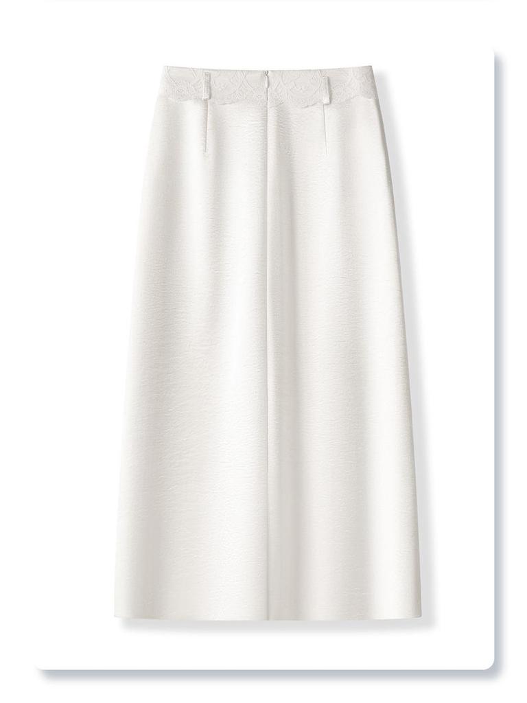 Women's White High-Waisted Midi Skirt - Versatile Summer 2025 Fashion