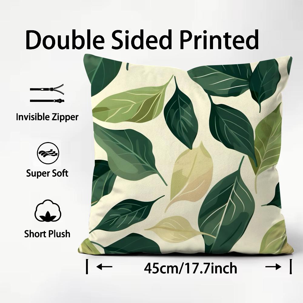 Leaves INS Cushion Cover Plush Fabric Soft DoubleSided Printed Sofa Warm Winter Home Child Gift Pillow Case