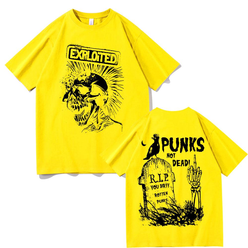 Heißer Verkauf Rockband The Exploited Grafik T-Shirt Punks Not Dead Print T-Shirts Männer Frauen Hip Hop Gothic Punk Übergroße T-Shirts