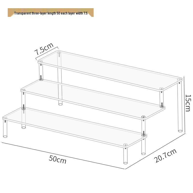 Acrylic Three-Tier Handheld Display Stand for Pop Mart Dolls, Jasmine Cosmetics, Wallets, and Jewelry