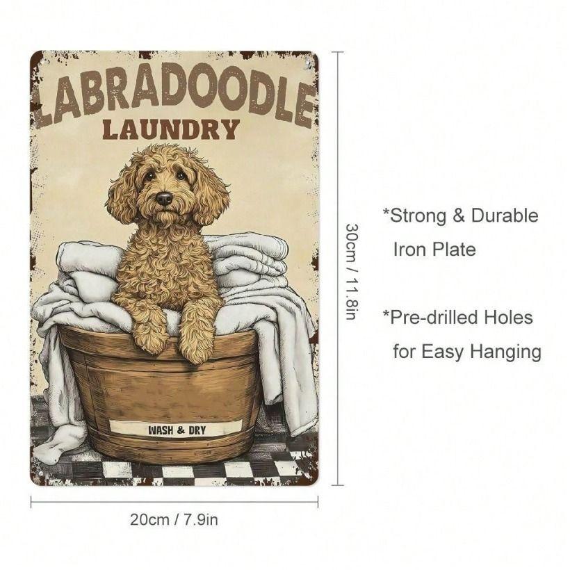 Metal Poster Labradoodle Dog Vintage Laundry Sign 8x12 Inch Retro Tin Art Kitchen Decor