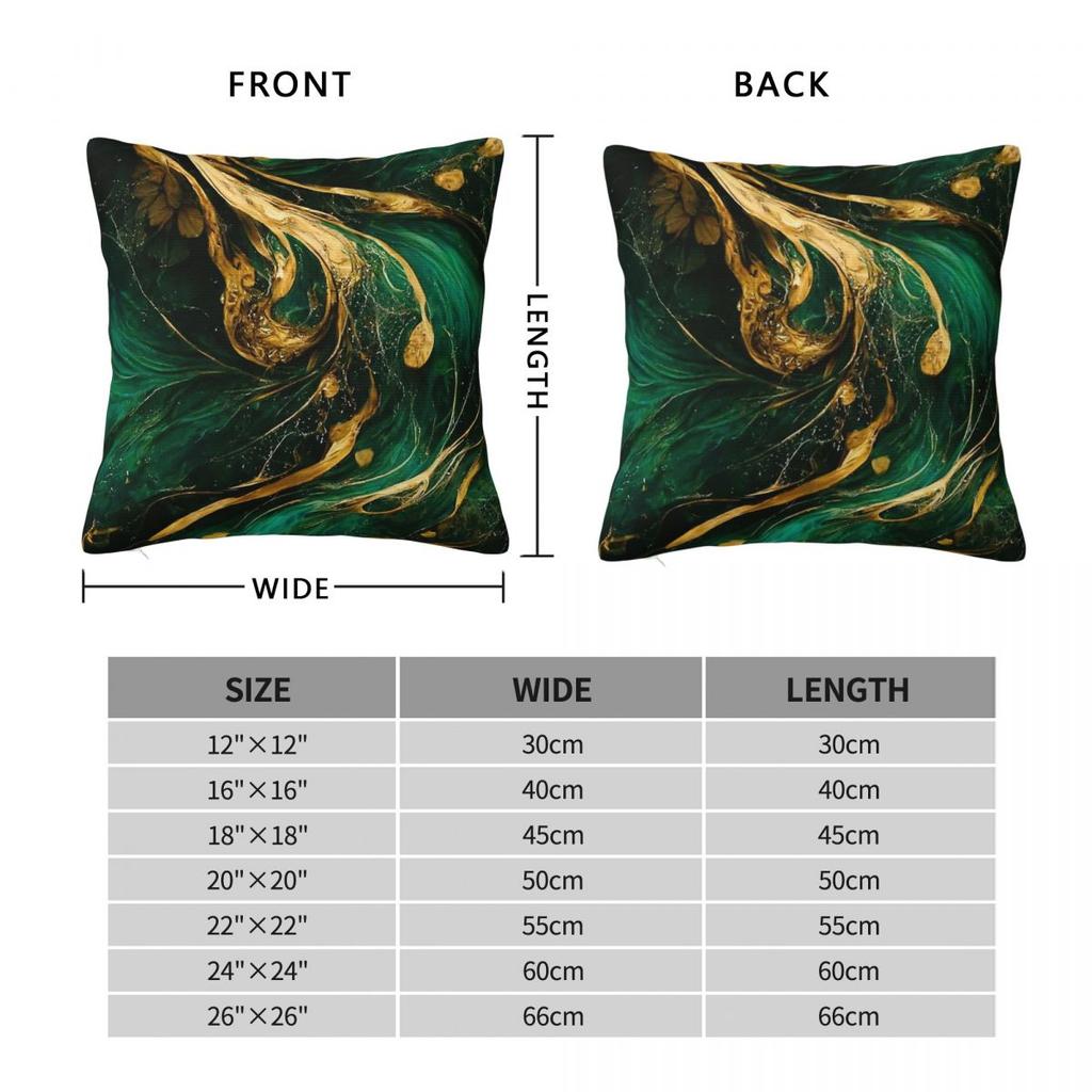 Forest Green Gold Swirl Square Pillowcase Polyester Linen Velvet Creative Zip Decor Room Cushion Cover