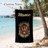 Motorrad Skelett Benutzerdefinierter Name Aufgedruckt Strandtuch Personalisiertes Weiches Handtuch zum Schwimmen Strand Reisen