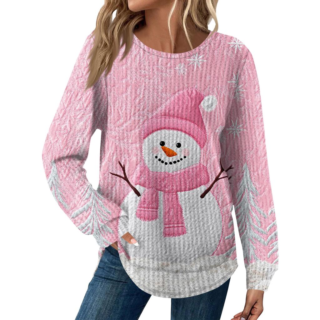 Dámská móda Dlouhý rukáv Vánoční Volný Dlouhý rukáv Kulatý výstřih Ležérní Top